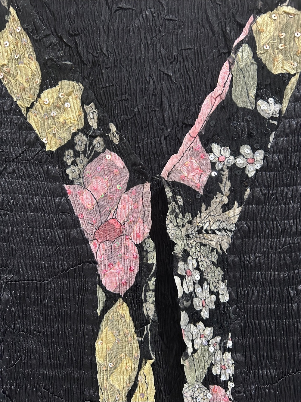 Alberto Makali Y2K Crinkle Textured Floral Bell Sleeve Cardigan Top - Large - Picture 4 of 7